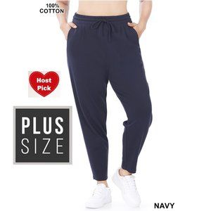 Women's Plus Size Fleece Baggy Sweatpants Joggers Workout Pants Relaxed Fit Navy